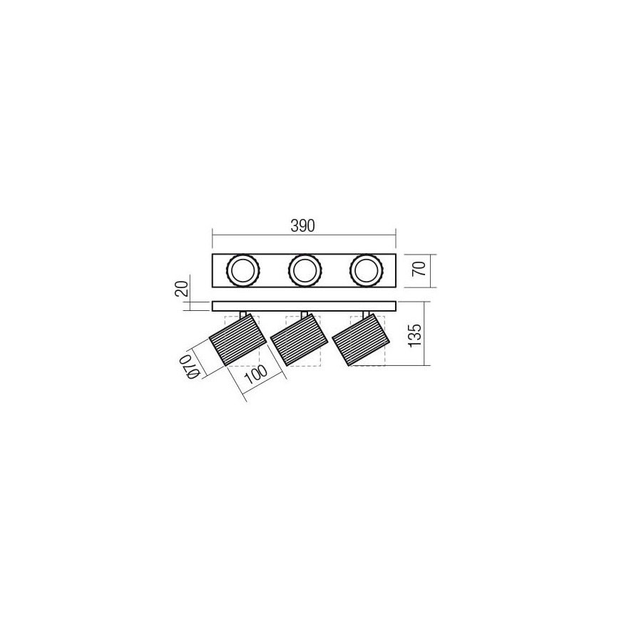 Redo 01-3405 - DELPHI spotlight 3xGU10/7W/230V, gold finish