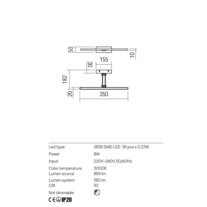 Redo 01-3460 - LED Picture light LINEAR LED/8W/230V 35 cm CRI 92 white