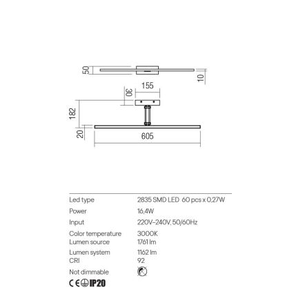 Redo 01-3462 - LED Picture light LINEAR LED/8W/230V 60,5 cm CRI 92 white