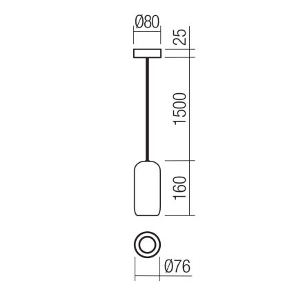 Redo 01-3474 - Chandelier on a string BOOM 1xGU10/10W/230V d. 7,6 cm black