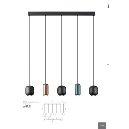 Redo 01-3481 - Chandelier on a string BOOM 5xGU10/10W/230V black/green/brown