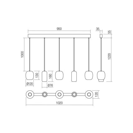 Redo 01-3481 - Chandelier on a string BOOM 5xGU10/10W/230V black/green/brown