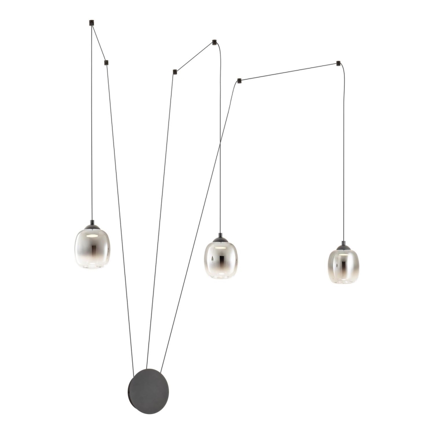 Redo 01-3485 - LED Dimmable Wall Light KHADI 3xLED/5.5W/230V CRI 90 Ø 12 cm Black/Smoked