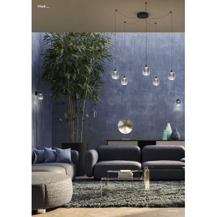 Redo 01-3487 - KHADI LED Dimmable Cable Pendant 5xLED/5.2W/230V CRI 90, spider-style, black/smoked glass