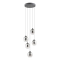 Redo 01-3488 - KHADI Dimmable LED Cable Pendant Lamp 5xLED/5,2W/230V CRI 90 Ø 43 cm Black/Smoked