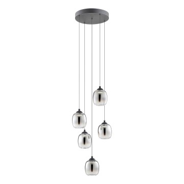 Redo 01-3488 - KHADI Dimmable LED Cable Pendant Lamp 5xLED/5,2W/230V CRI 90 Ø 43 cm Black/Smoked