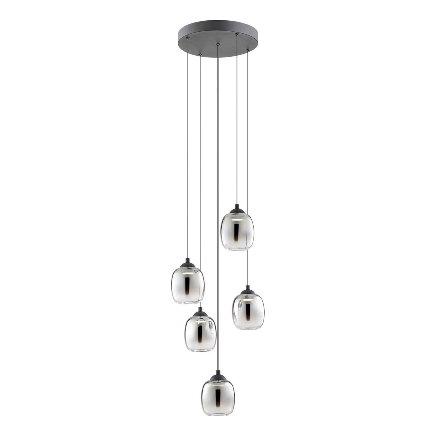 Redo 01-3488 - KHADI Dimmable LED Cable Pendant Lamp 5xLED/5,2W/230V CRI 90 Ø 43 cm Black/Smoked