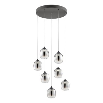 Redo 01-3489 - KHADI LED Dimmable Cable Pendant, 7xLED/5W/230V, CRI 90, Ø52 cm, Black/Smoked