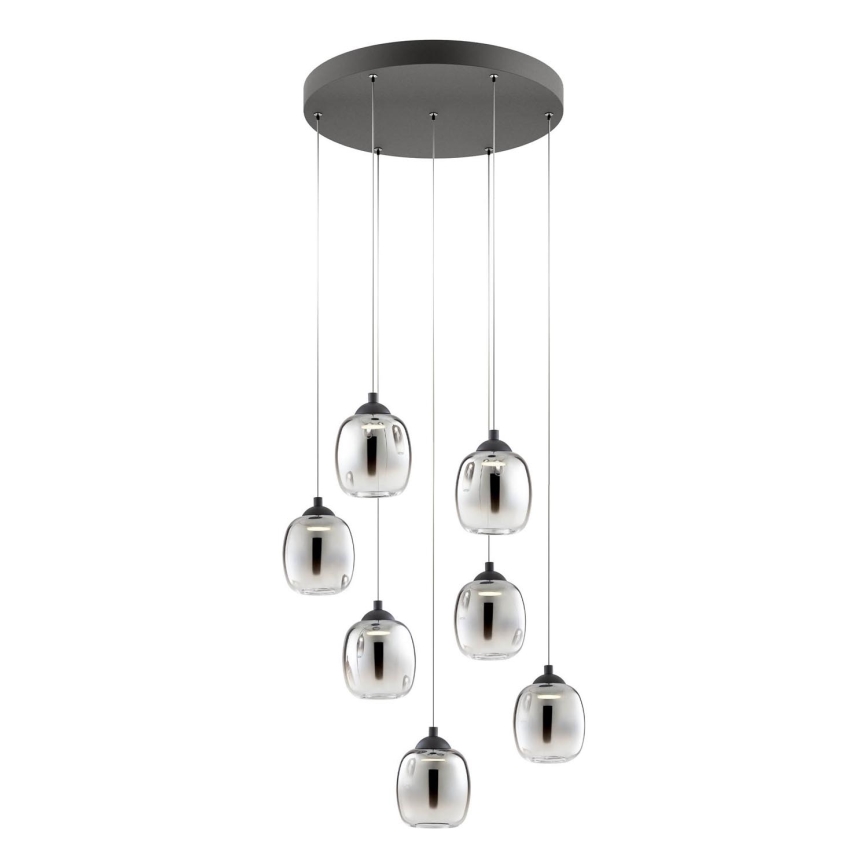 Redo 01-3489 - KHADI LED Dimmable Cable Pendant, 7xLED/5W/230V, CRI 90, Ø52 cm, Black/Smoked