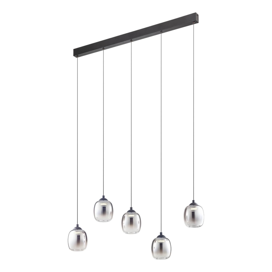 Redo 01-3490 - KHADI LED Dimmable Pendant Light on Cable 5xLED/5.2W/230V CRI 90 black/smoked