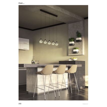 Redo 01-3490 - KHADI LED Dimmable Pendant Light on Cable 5xLED/5.2W/230V CRI 90 black/smoked