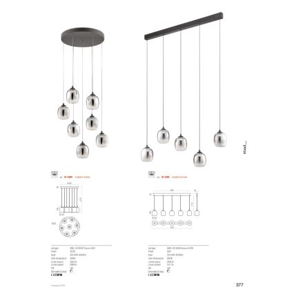 Redo 01-3490 - KHADI LED Dimmable Pendant Light on Cable 5xLED/5.2W/230V CRI 90 black/smoked
