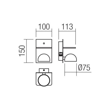 Redo 01-3491 - LED Wall spotlight SEIBI LED/7W/230V USB CRI 90 white