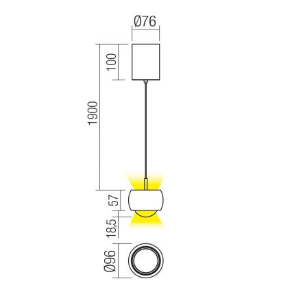 Redo 01-3546 - LED Chandelier on a string AVES LED/12W/230V d. 9,6 cm CRI 90 white