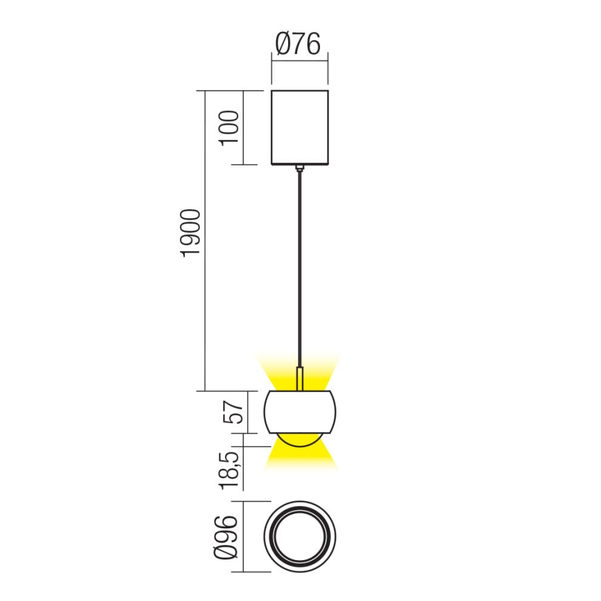 Redo 01-3549 - LED Chandelier on a string AVES LED/12W/230V d. 9,6 cm CRI 90 grey