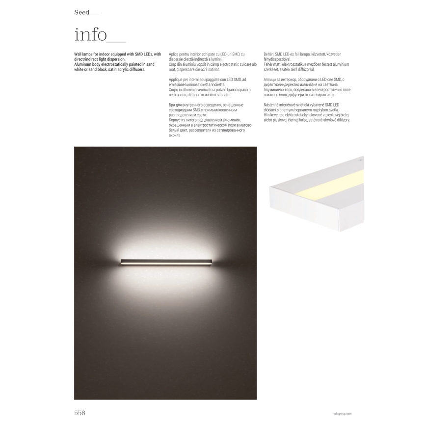 Redo 01-3555 - LED Wall light SEED LED/30W/230V black