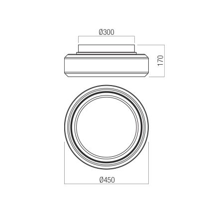 Redo 01-3590 - LED Ceiling light SOLERA LED/36W/230V d. 45 cm CRI 93 3000/4000K grey