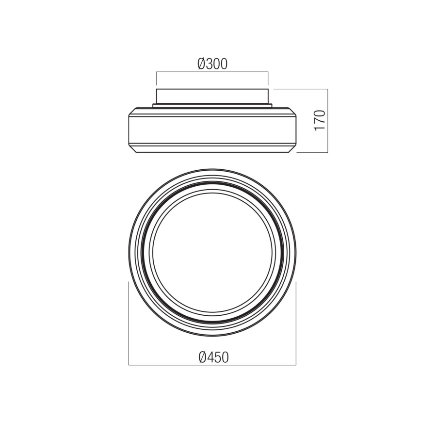 Redo 01-3590 - LED Ceiling light SOLERA LED/36W/230V d. 45 cm CRI 93 3000/4000K grey