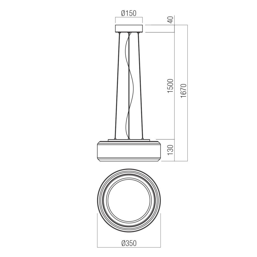 Redo 01-3591 - LED Chandelier on a string SOLERA LED/24W/230V d. 35 cm CRI 93 3000/4000K grey