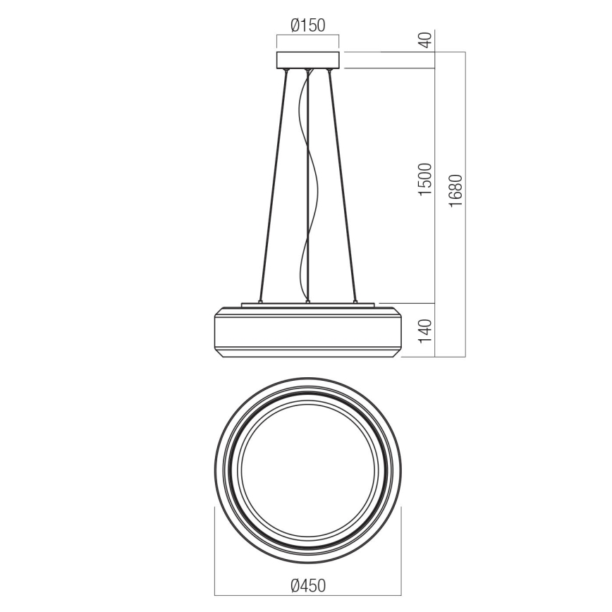 Redo 01-3592 - LED Chandelier on a string SOLERA LED/36W/230V d. 45 cm CRI 93 3000/4000K grey