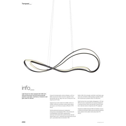 Redo 01-3598 - Dimmable LED Cable-Suspended Chandelier TEMPEST LED/58W/230V Gold