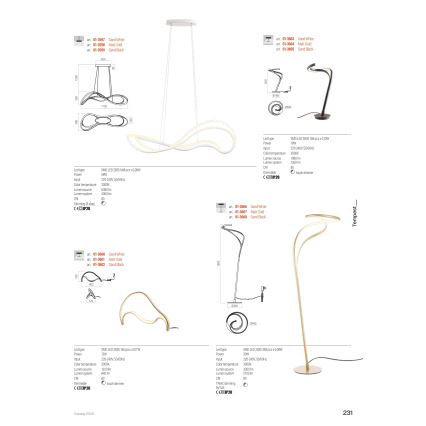 Redo 01-3598 - Dimmable LED Cable-Suspended Chandelier TEMPEST LED/58W/230V Gold