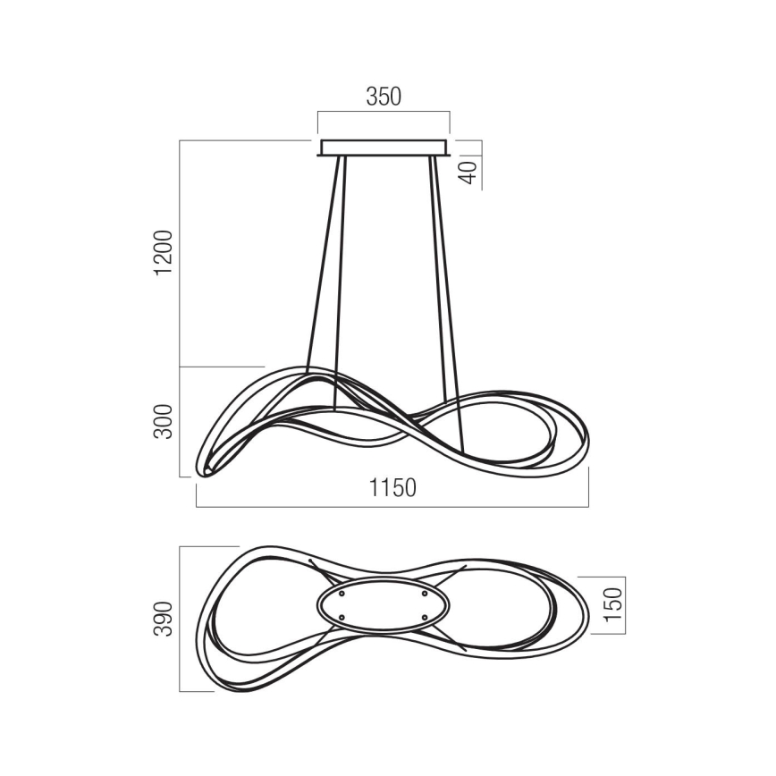 Redo 01-3598 - Dimmable LED Cable-Suspended Chandelier TEMPEST LED/58W/230V Gold