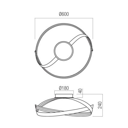 Redo 01-3613 - IMPULS Dimmable LED Ceiling Light, 34W/230V, Ø 60 cm, Gold