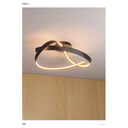 Redo 01-3614 - LED Dimmable Ceiling Light IMPULS LED/34W/230V Ø 60 cm Black