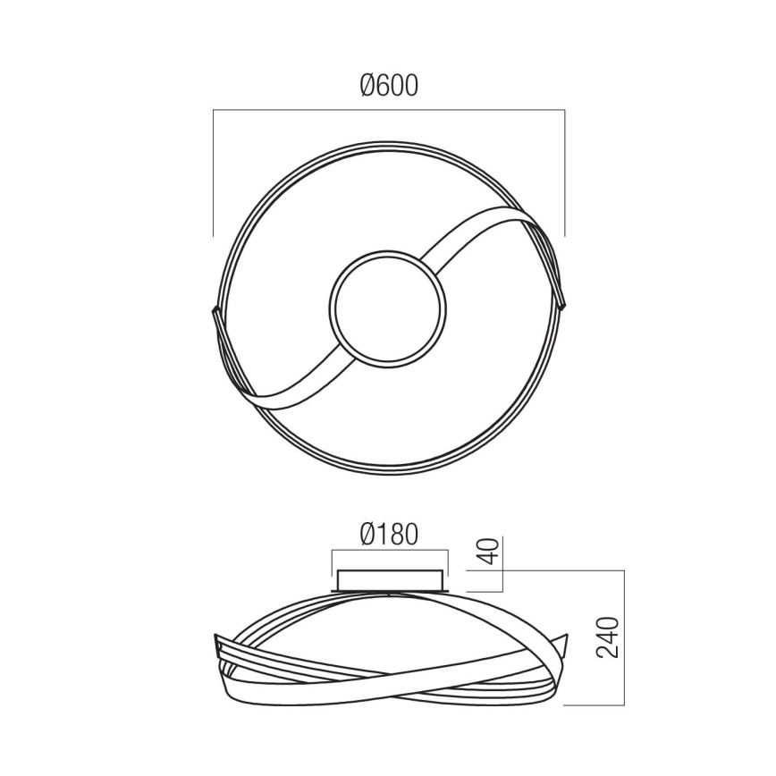 Redo 01-3614 - LED Dimmable Ceiling Light IMPULS LED/34W/230V Ø 60 cm Black