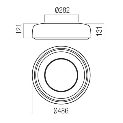 Redo 01-3722 - LED ceiling light DIP LED/30W/230V 2700/3000/4000/5000/6500K CRI 90 Ø 48,6 cm black