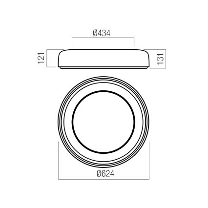 Redo 01-3724 - LED Ceiling Light DIP LED/40W/230V 2700/3000/4000/5000/6500K CRI 90 Ø 62.4 cm Black
