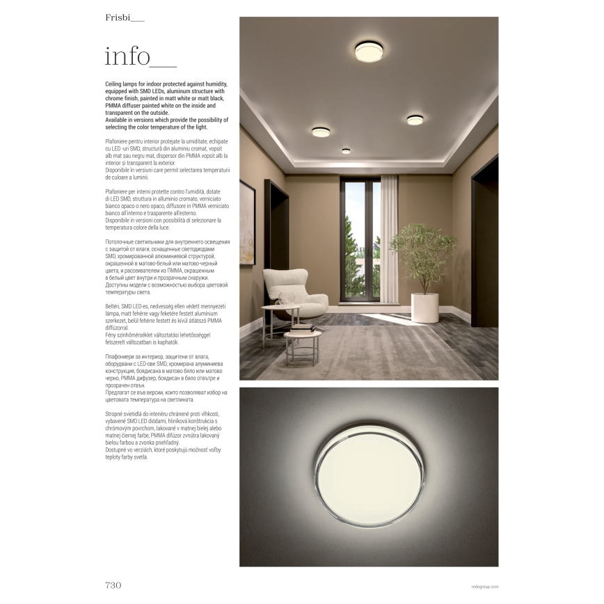 Redo 01-3733 - LED Bathroom ceiling light FRISBI LED/8W/230V d. 15 cm CRI 90 IP44 black