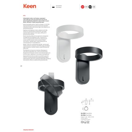 Redo 01-3764 - LED Wall light KEEN LED/6W/230V CRI 90 black
