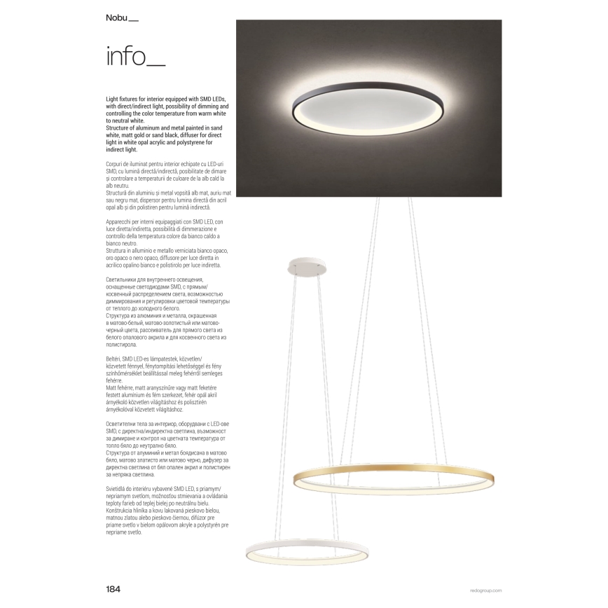 Redo 01-3808 - NOBU LED Dimmable Ceiling Light LED/60W/230V 3000/4000K CRI 90 Black