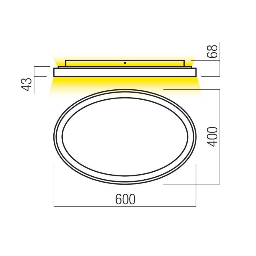 Redo 01-3808 - NOBU LED Dimmable Ceiling Light LED/60W/230V 3000/4000K CRI 90 Black