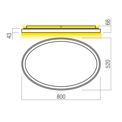 Redo 01-3810 - Dimmable LED Ceiling Light NOBU LED/80W/230V 3000/4000K CRI 90 Gold