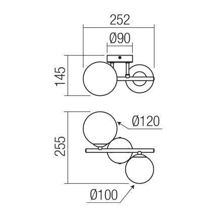 Redo 01-3987 - Surface-mounted chandelier ASTRA 2xG9/8W/230V black