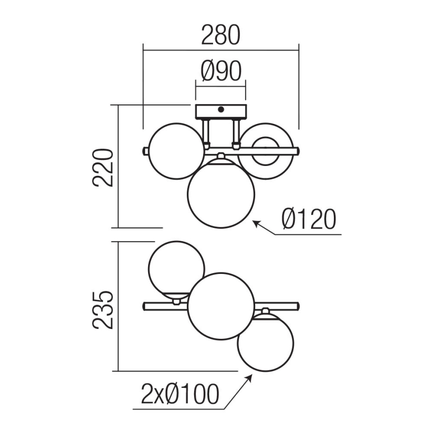 Redo 01-3988 - Surface-mounted chandelier ASTRA 3xG9/8W/230V black
