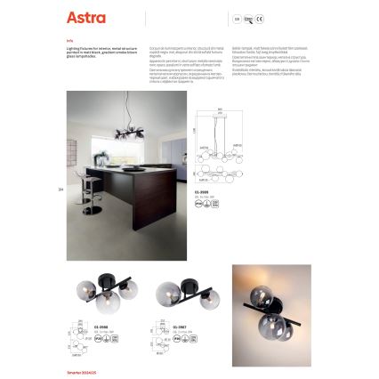 Redo 01-3989 - Chandelier on a string ASTRA 9xG9/8W/230V black