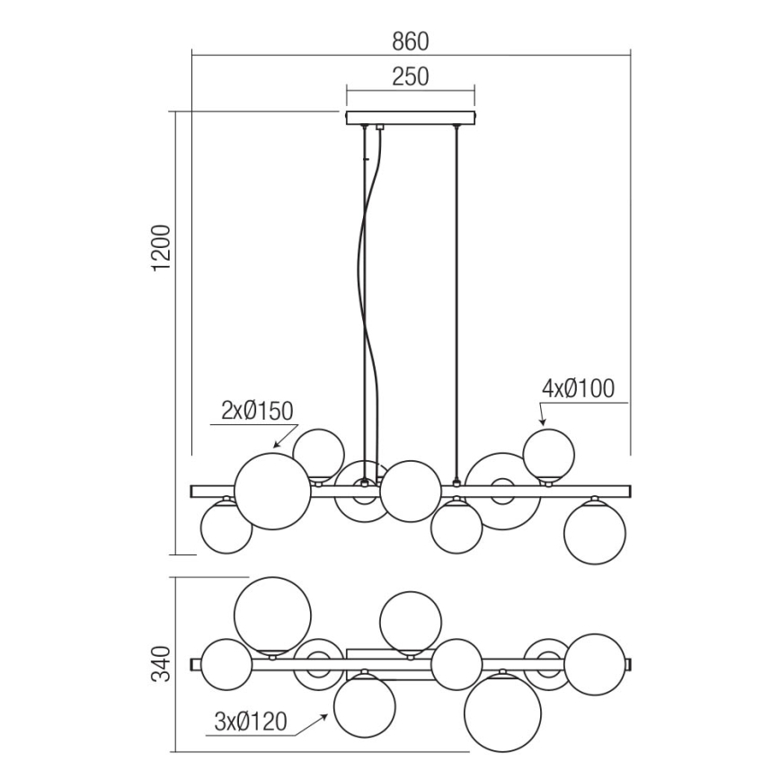 Redo 01-3989 - Chandelier on a string ASTRA 9xG9/8W/230V black