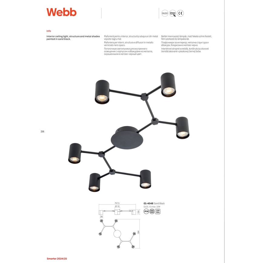 Redo 01-4048 - Spotlight WEBB 6xGU10/10W/230V black