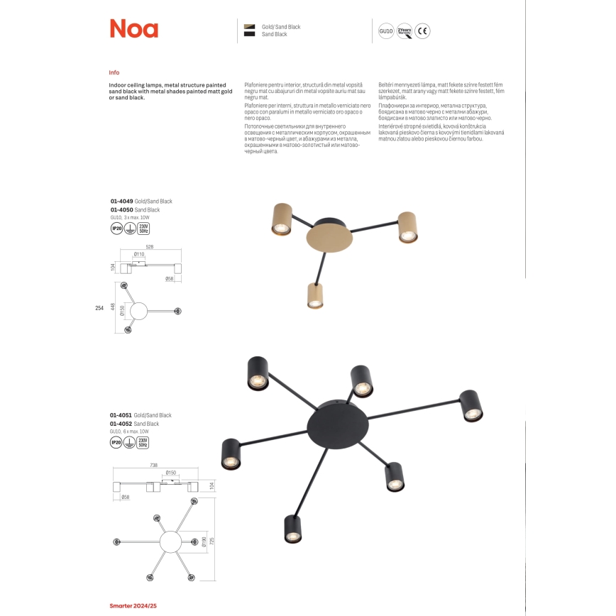 Redo 01-4049 - Spotlight NOA 3xGU10/10W/230V gold