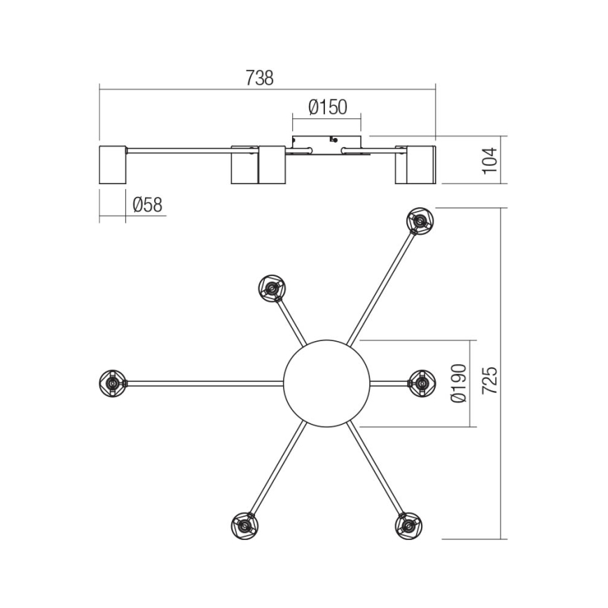 Redo 01-4051 - Spotlight NOA 6xGU10/10W/230V gold