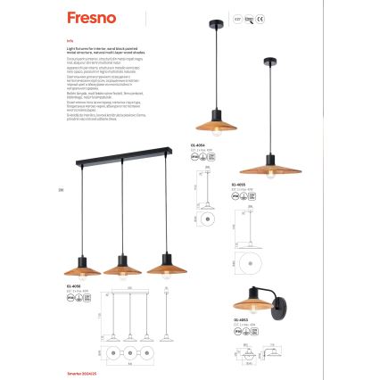 Redo 01-4053 - Wall lamp FRESNO 1xE27/42W/230V