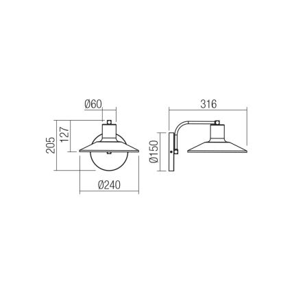 Redo 01-4053 - Wall lamp FRESNO 1xE27/42W/230V