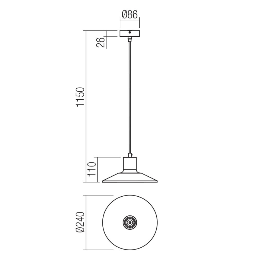 Redo 01-4054 - Chandelier on a string FRESNO 1xE27/42W/230V d. 24 cm