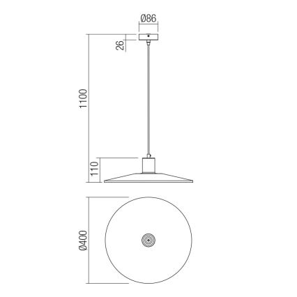 Redo 01-4055 - Chandelier on a string FRESNO 1xE27/42W/230V d. 40 cm