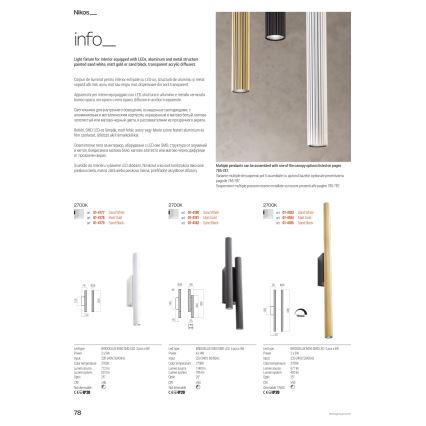 Redo 01-4057 - Dimmable NIKOS LED Wall Light, 10W/230V, 3000K, CRI 90, White