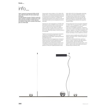 Redo 01-4302 - Dimmable cable-suspended pendant light DUNE LED/48W/230V 3000K CRI 90 black/smoke